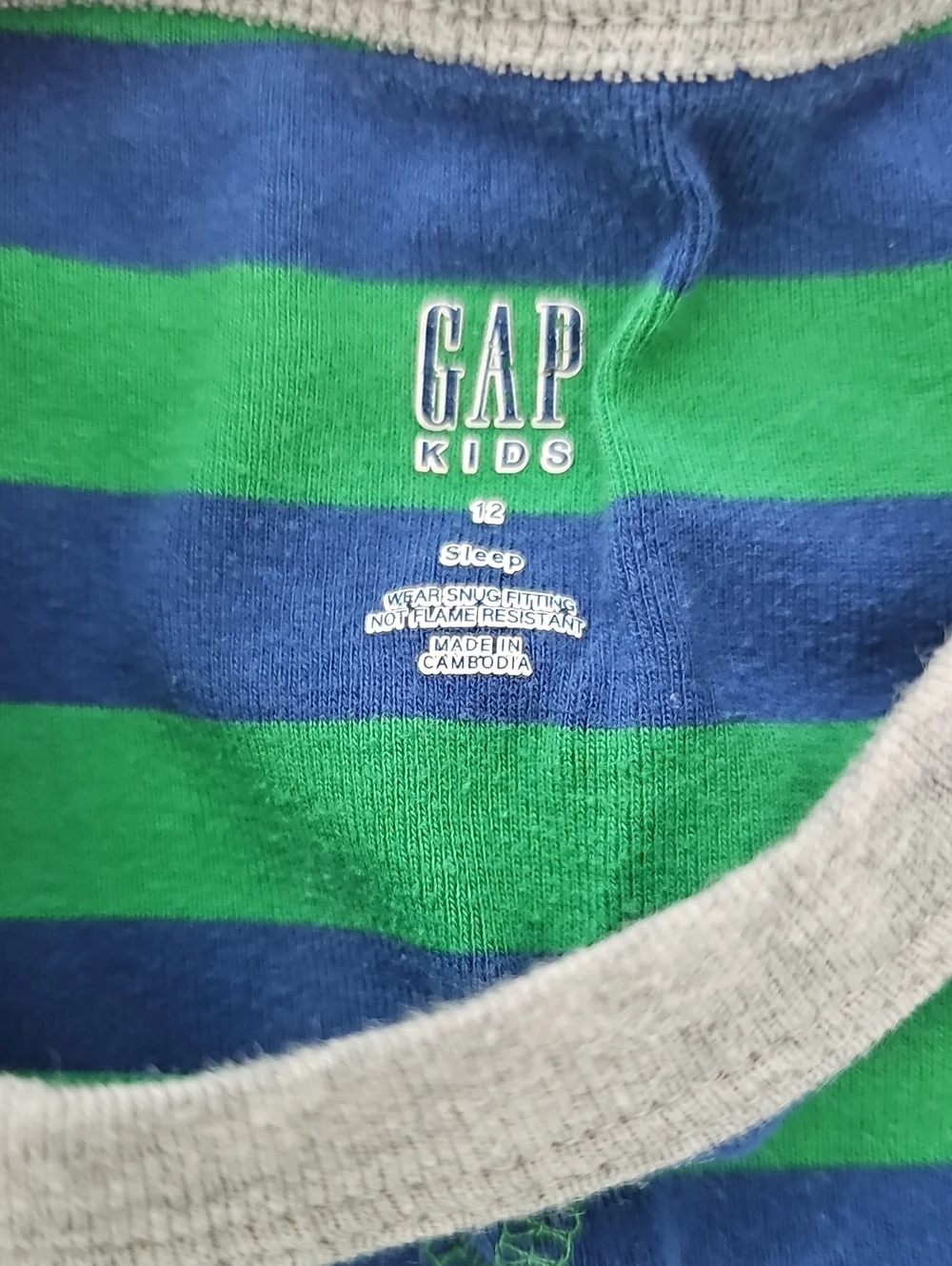 Gap Kids Green & Blue Striped Short Sleeve Pajama Set Sz 12
